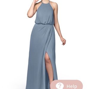 Dusty Blue Azazie Halter Dress